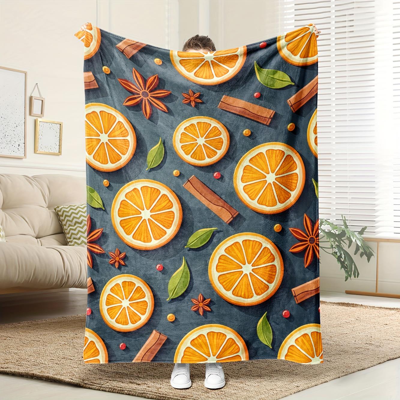 

Orange spice pattern Blanket for Sofa Bed Travel Camping Living Room Office Conditioning Blanket for All Seasons Gifts 75x100cm