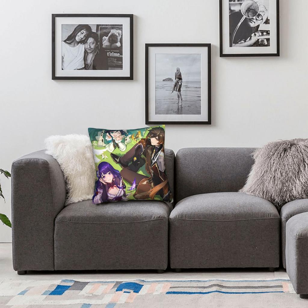 Anime game Genshin Impact Pillow Case Print Pillow Cover For Office Car Home Decor Vintage Pillowcases