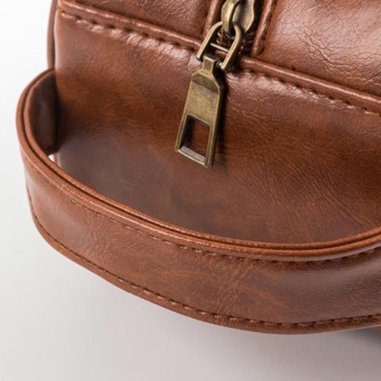 Vintage Makeup Bag Faux Leather Men Ladies Travel Toiletry Pouch Waterproof Cosmetics Organizer Bag for Vacation Business Trips