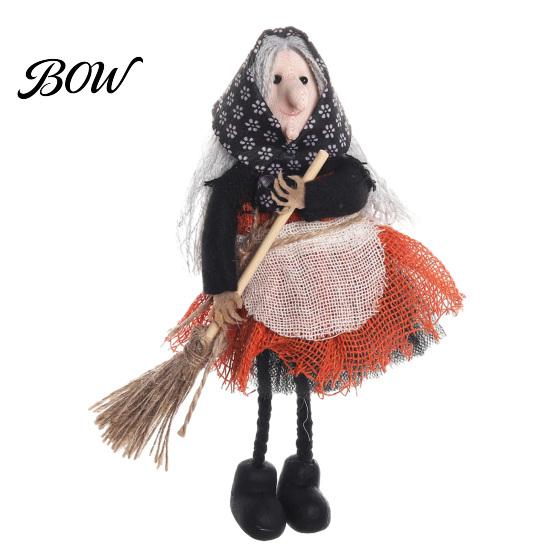 Realistic Halloween Patterns Witch Broomstick Hanging Ornament, Spooky Fabric Pendant for Party Bar Celebration Decor Home, Trick or Treat Festive