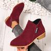 Autumn New Pointed Side Zipper Chelsea Boots Large Size Suede Thick Heel Medium Heel Martin Boots Women 43