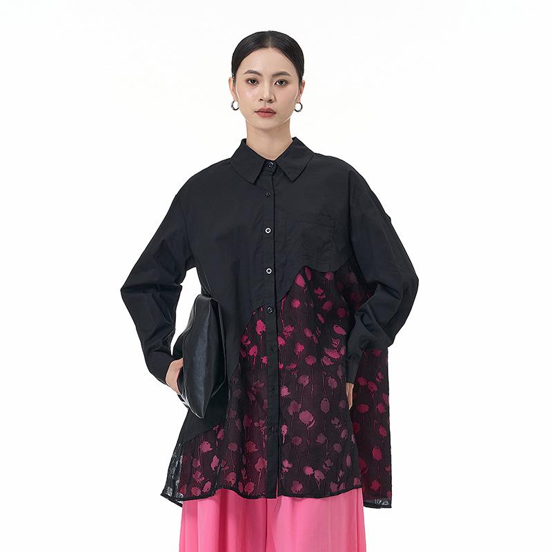 2026 Spring Women s Casual Hollow-Out Long-Sleeve Plus-Size Slimming Shirt One Size