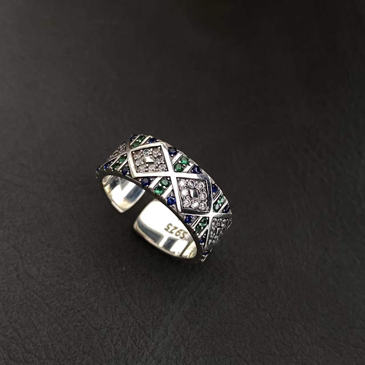 

Modern Silver S925 Angel Eye Ring Showcasing Colorful Geometric Zircon Design For Women