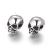 2 Stück 304 Edelstahl Perlen Totenkopf Antiksilber 11x8x10mm Loch: 2,5 mm