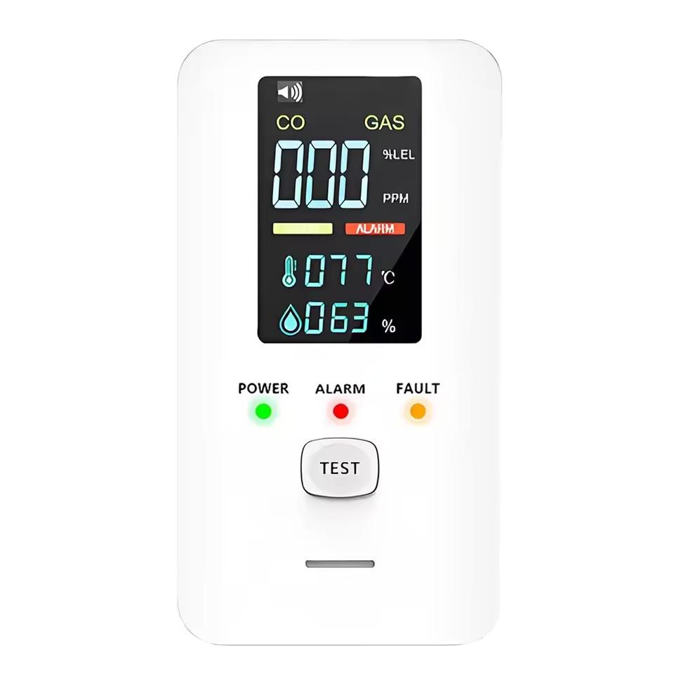 4-in-1 Portable Carbon Monoxide Alarm with Digital Display Plug-in Air Quality Monitor Carbon Monoxide Detector for Homes Apartment Hotel Camping EU PLUG белый