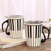 Creative Ceramic Mug, with Cup Lid Coffee Mugs, Piano Musical Note Tea Cup, Travel Cups Breakfast Milk Cup, Water Bottle Gift