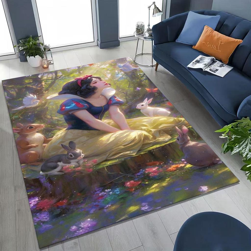 Snow White Princess Cartoon Fairy Tales Rug for Bedroom Living Room Sofa Home Doormat Decor, Large Kids Play Non-slip Floor Mat