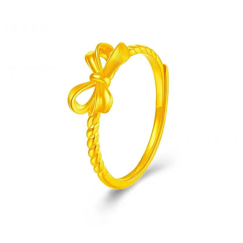 Sterling Silver S925 Personality Bow Open-End Ring for Women High Fashion Princess on the Run