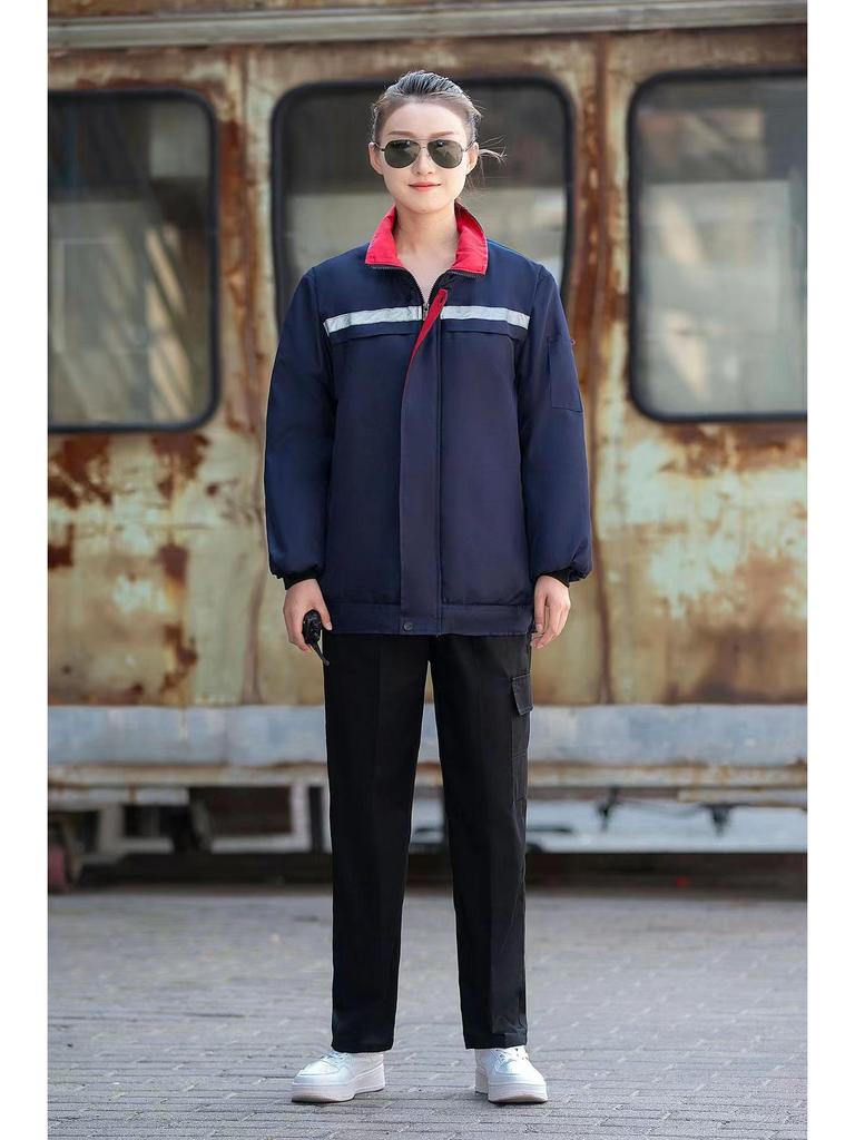 Reflective Winter Workwear: Thickened Cotton-Padded Jacket for Cold-Weather Protection