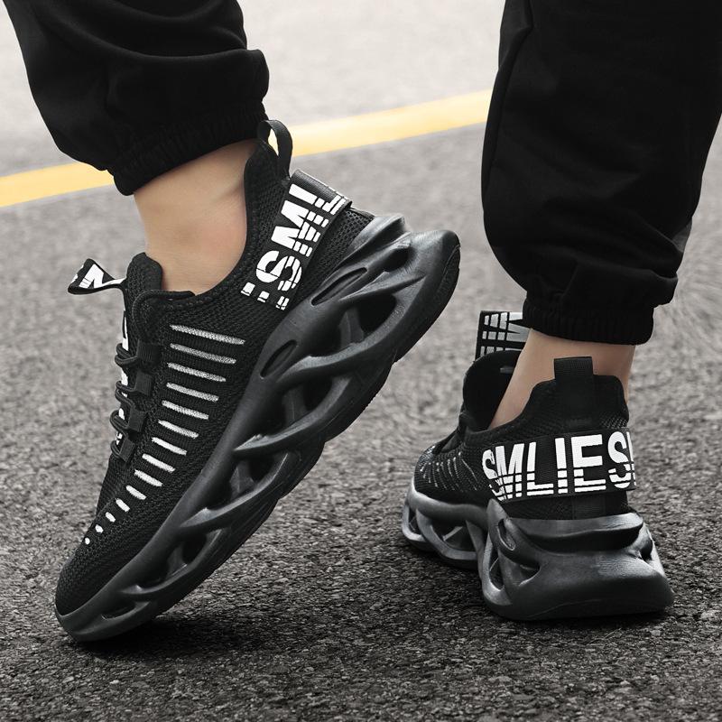 Sports Shoes Men's Breathable Fly Woven Men's Shoes Fried Dough Twists Soles Hollow Thick Soles Large Casual Shoes