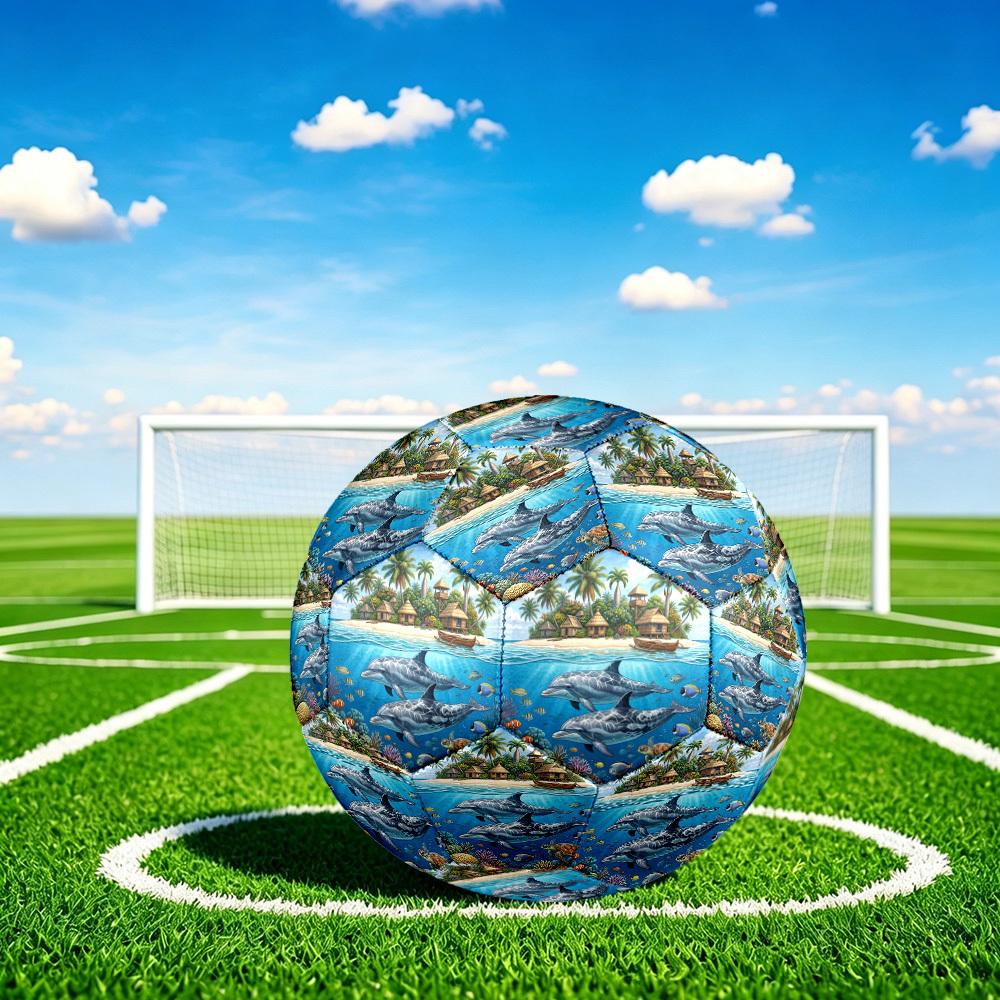 1pc Island Paradise Dolphins Durable Size 5 Soccer Ball Professional Match Training Football Indoor &Outdoor Sports Ball P60163