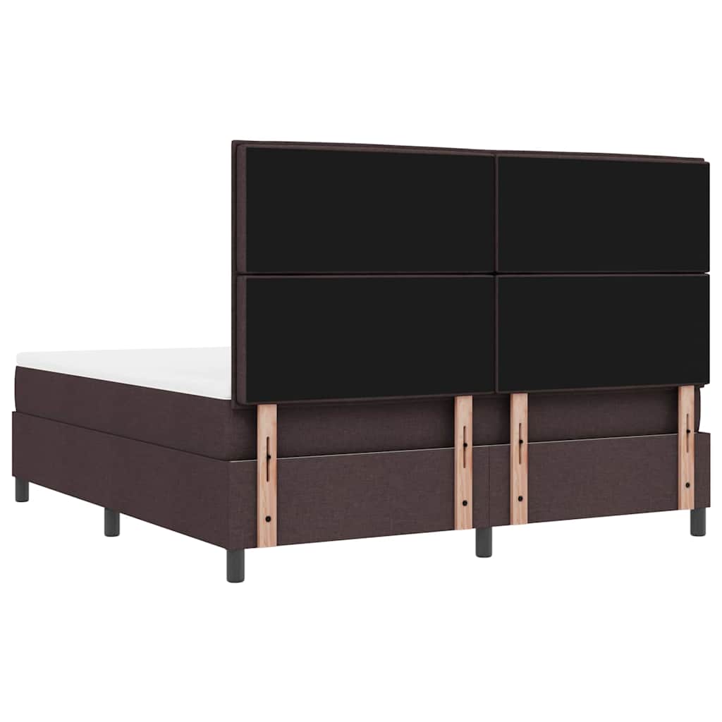 Box Spring Bed with Headboard Dark Brown 180 X 200 Cm Fabric