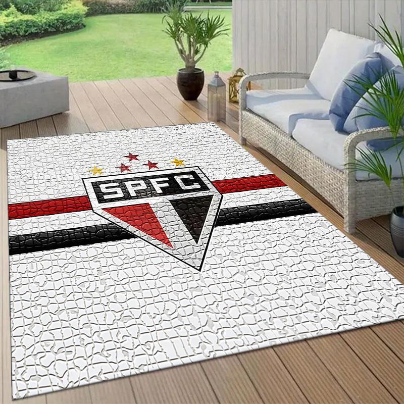 Sao Paulo FC3 Flannel Pattern Square Carpet,Area Rug,Carpet Rug for Living Room Bedroom Sofa Playroom Decor,Non-slip Floor Mat