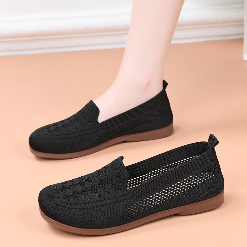 

Shoes women s spring and summer wide feet soft sole hollow fly-woven mesh shoes 36