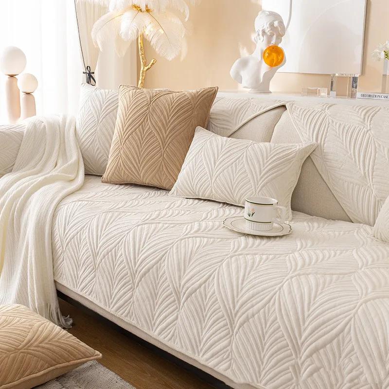 Copridivano nordico in tinta unita per soggiorno antiscivolo in peluche spesso cuscino per divano tappetino combinato protezione asciugamano per divano decorazioni per la casa