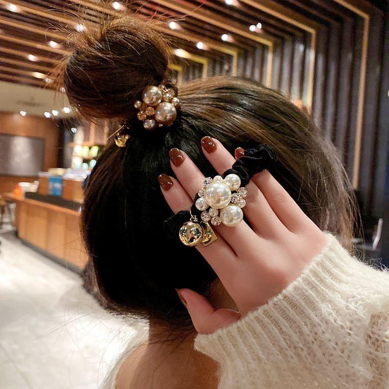 2024 Korean Style Dongdaemun Pearl Flower Hair Tie - Versatile Women's Headwear
