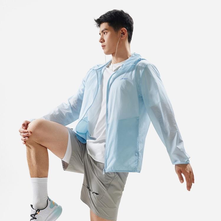 Li Ning Fitness Series Waterproof UV Protection Sun Protection Clothing Men's Glacier Blue AFDU459-6