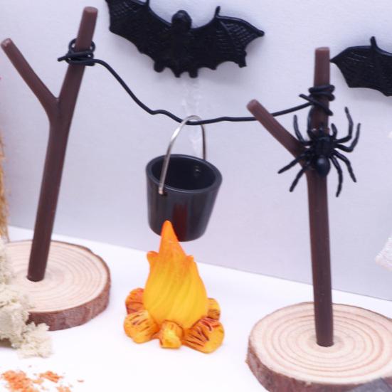 Set Decorazione Casa Delle Bambole Halloween In Miniatura – 50 Pezzi In Legno E Resina Con Ragni, Pipistrelli, Zucca, Strega, Elfi E Ghirlanda Fai-Da-Te - 4