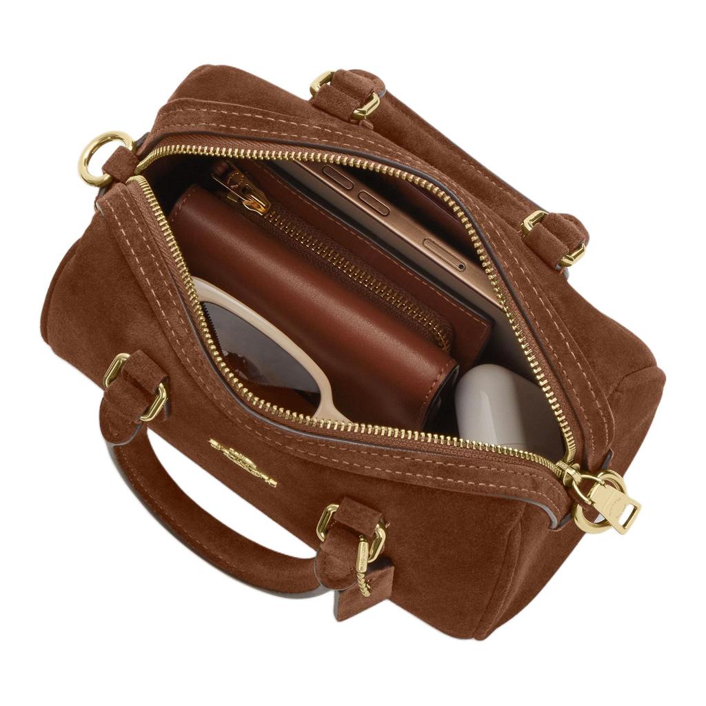 Coach Rowan 18 Classic Logo Print Suede Shoulder Crossbody Handbag Small Women Handbag Warm-Brown CEQ65-IMWBR