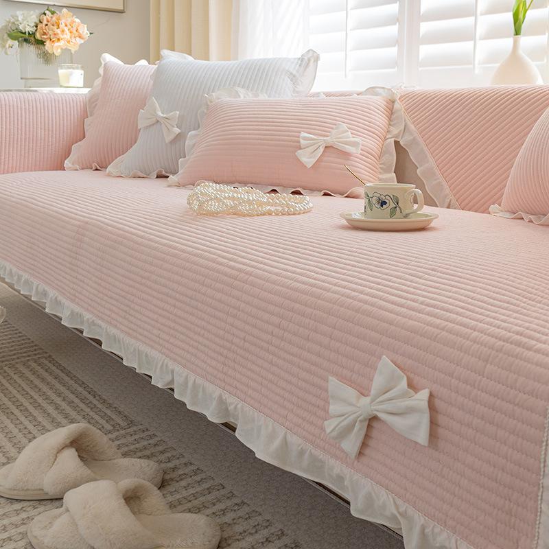 Simple Solid Color Sofa Cushion Four Seasons Cotton Fabric Non-Slip Cotton Cushion Universal Modern Sofa Cover Towel