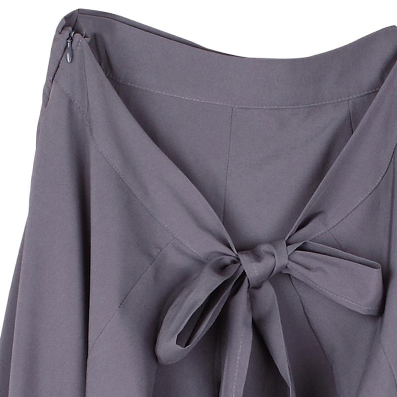 Women Tie-Waist Wrap Skirts Casual Chiffon Ruffle Wide Leg Loose Culottes