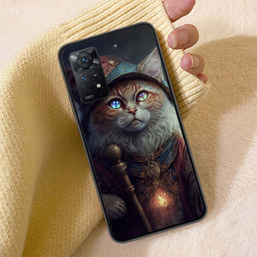 Halloween Magic Cat Phone Case For Redmi Note 13 14 15 Pro Plus 12 13C 12C 15C 9 10 10C 9T 9C 9A TPU Soft Cover Clear Cell Cases
