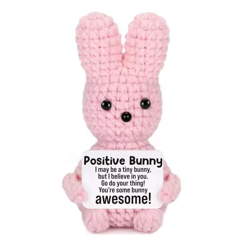 Funny Crochet Positive Inspirational Emotional Support Cat Doll Home Room Decoration Handmade Knitted Cat Desktop Ornament Gift