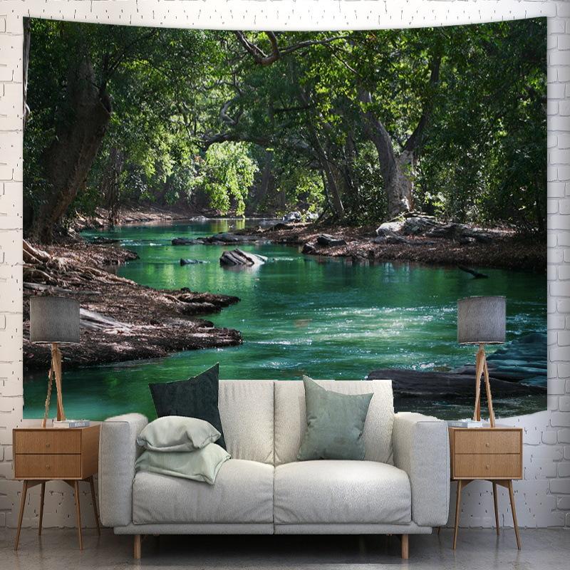 Scenic landscape background fabric digitalprinted polyester tapestries living rooms bedrooms macrame wall hanging room decor