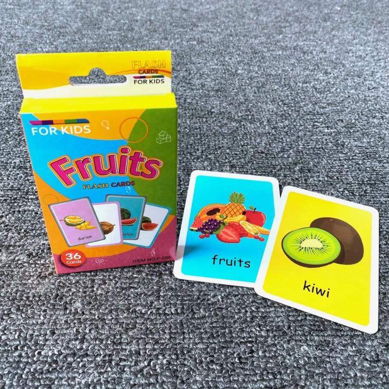 Non-Toxic Children'S Early Physical Cognition English Word Education Card Animal Fruits Flashcards Montessori Baby Kids Early Educational