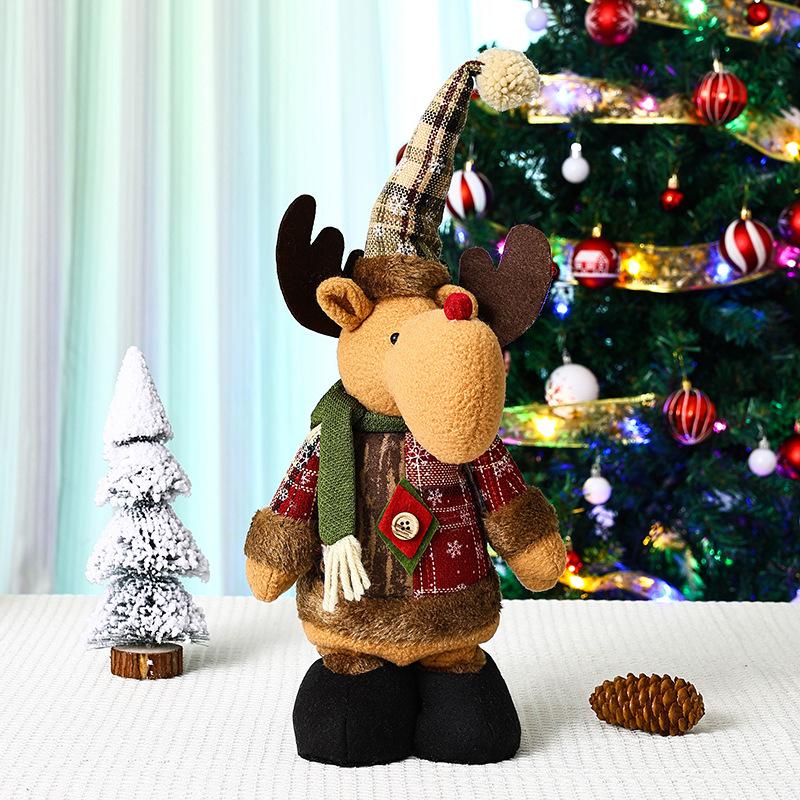 Christmas Retractable Doll Window Decoration Santa Claus Snowman Standing Doll Christmas Gift Decoration