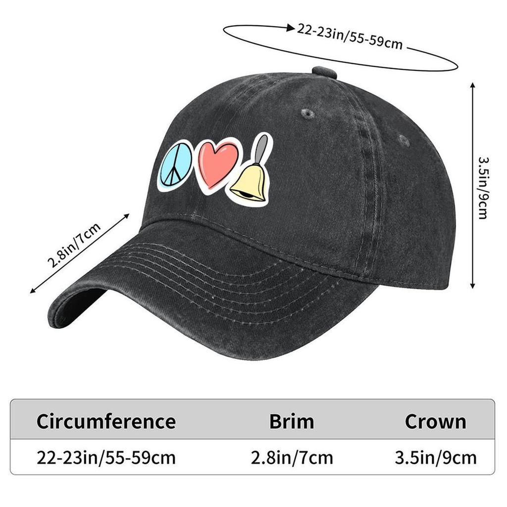 2026 Peace Love Handbells (simple Symbols Variant) Baseball Cap New In The Hat New In Hat Thermal Visor Rugby Mens Women's