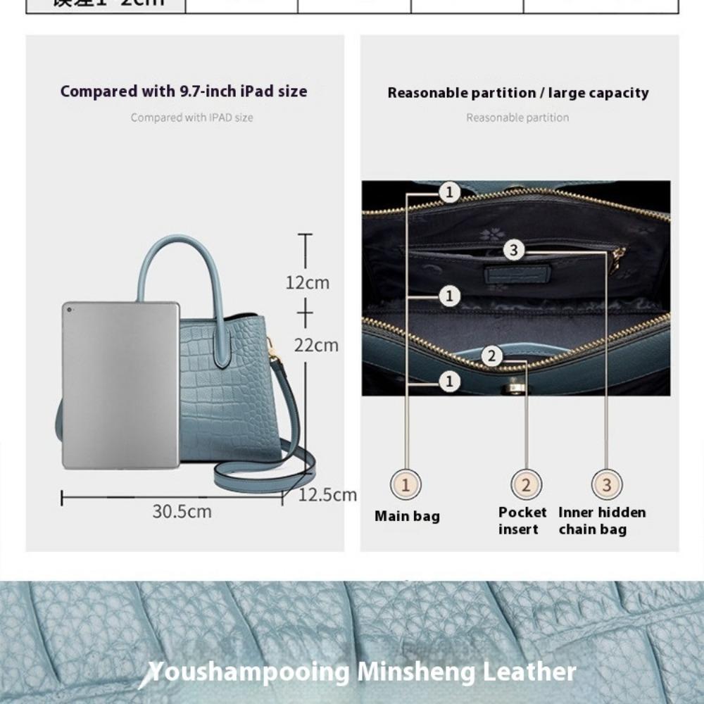 Leather Handbag Women's Large-capacity Women's Bag Trendy Atmosphere Messenger Commuter Women's Bag
