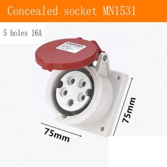 1pcs Industry Plug And Socket Connectors Surface And Concealed Installation 3 4 5 Hole Core 16 A 32A Waterproof Two Three-Phase
