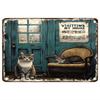 Tin Sign Visting My House Plaque Cat Cartoon Retro Metal Wall Art Decor Vintage Style for Living Room Bedroom Bar Garage X  R