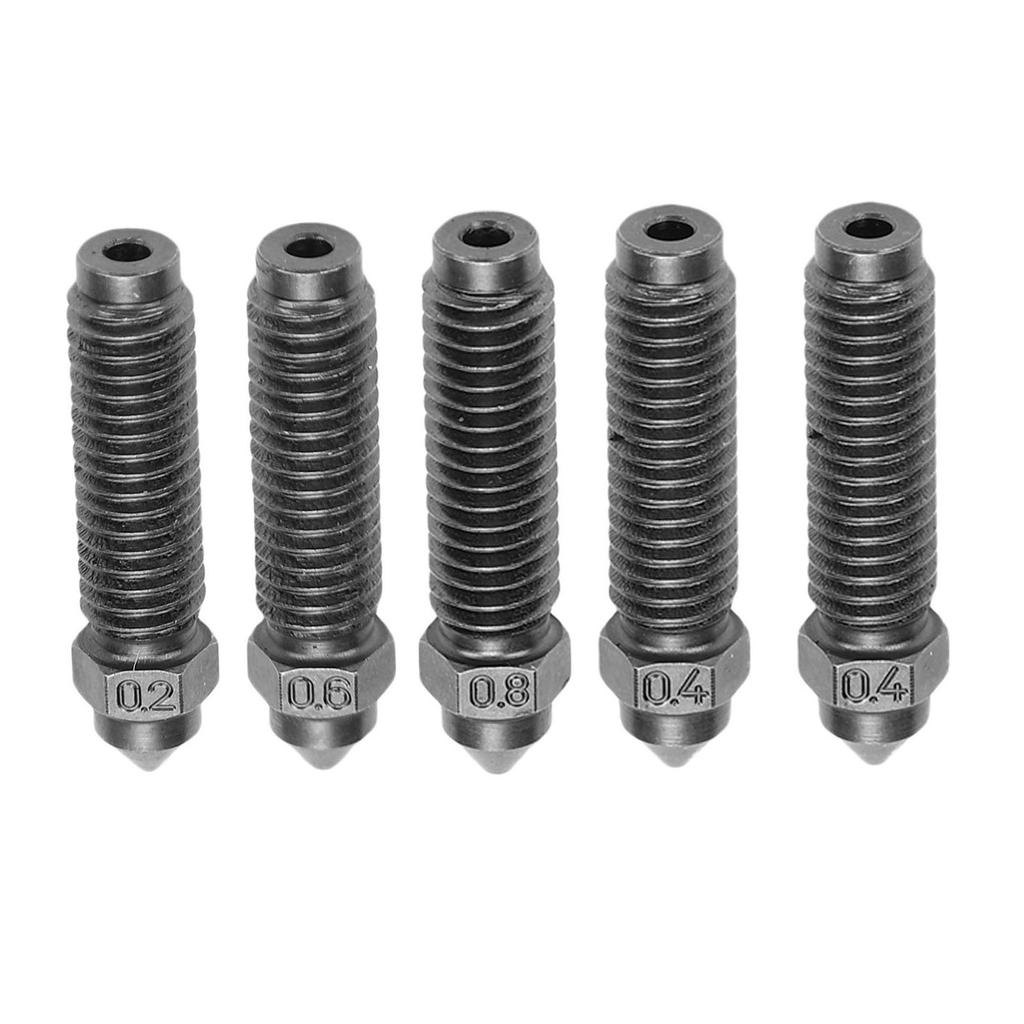 5Pcs 3D Printer Nozzle Set Replacement for Centauri Carbon Hardened Steel M6x27MM 3D Printer Nozzle 0.2MM 0.6MM 0.8MM
