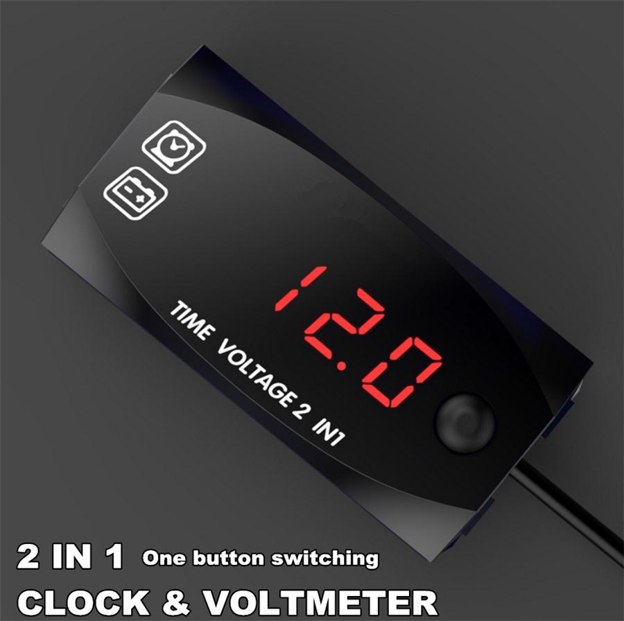Universelles digitales LED-Display Voltmeter Spannung Zeituhr 2 IN 1 Messgerät Panelmeter Für Auto Motorrad