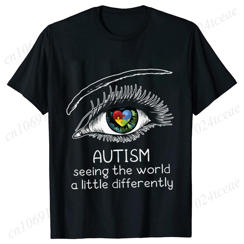 Autism Awareness Seeing The World A Little Differently Prints Unisex TShirts Hip Hop Streetwear Casual Tops Female Clothing