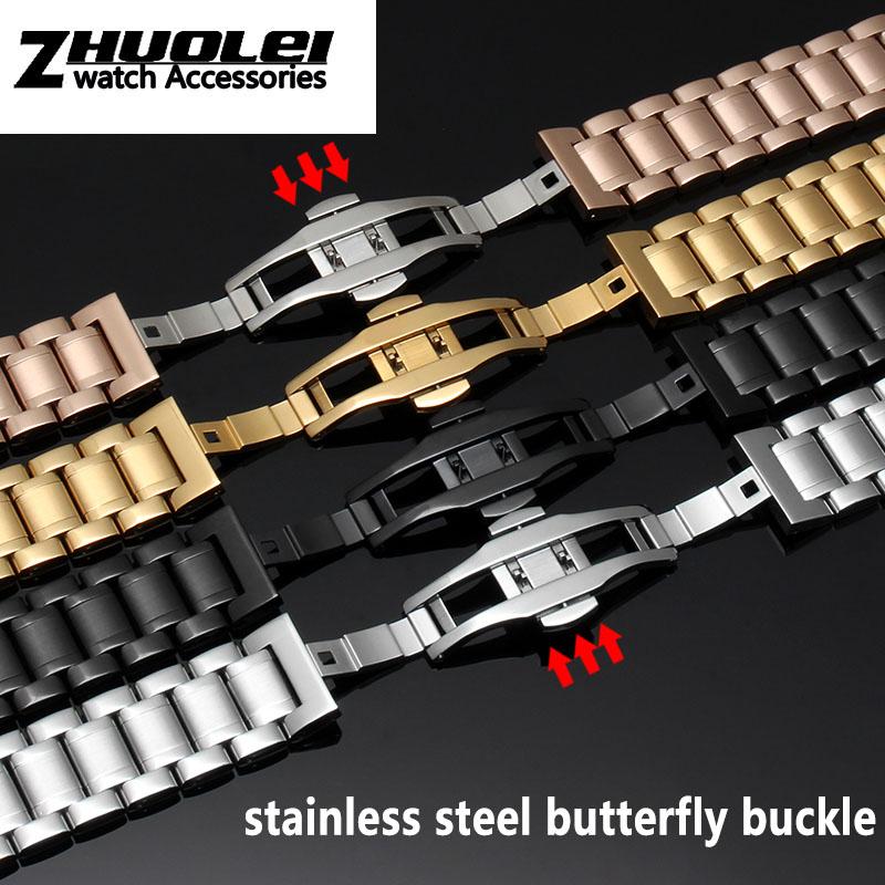 Watch Bracelet For Any Brand Wristband Stainless Steel 14 15 16 17 18 19 20 21 22 23 24mm with Curved Strap Accessories Bands