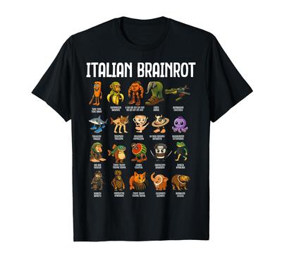 ITALSKÝ BRAINROT Vtipné italské brainrotové memové tričko s postavičkou