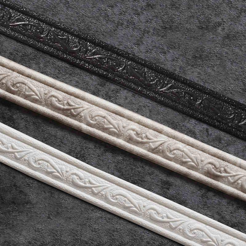 3D Wall Trim Line Waterproof Wall Edging Strip Wallpaper Baseboard Waist Line Self-Adhesive Skirting Line For Living Room Decor