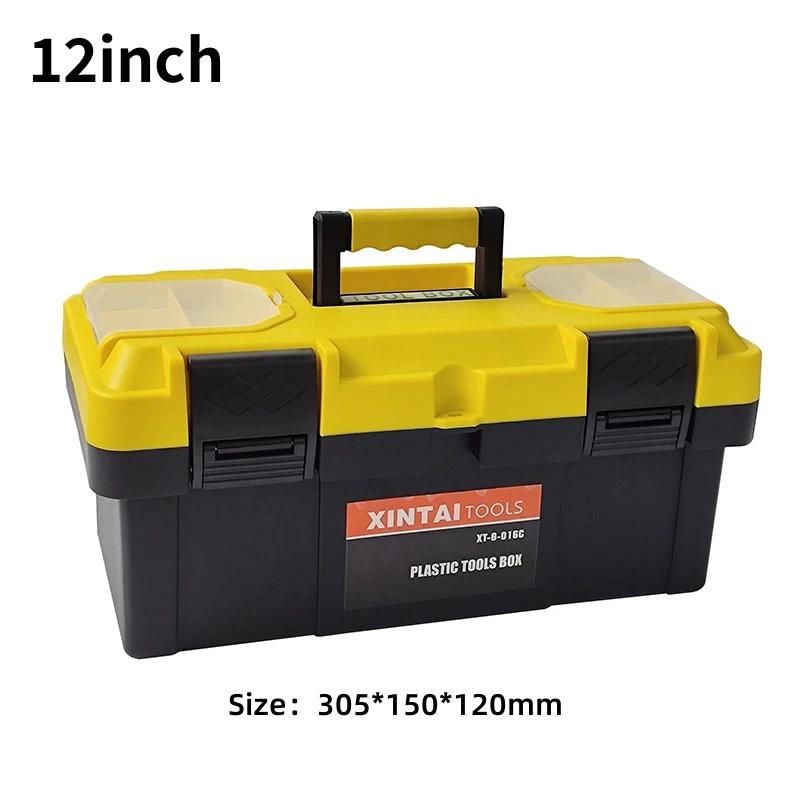 

12/14/19/23 дюйма ящик для инструментов из двухслойного пластика, толстый комбинированный чемодан, ящик для инструментов электрика, плотника, электродрели