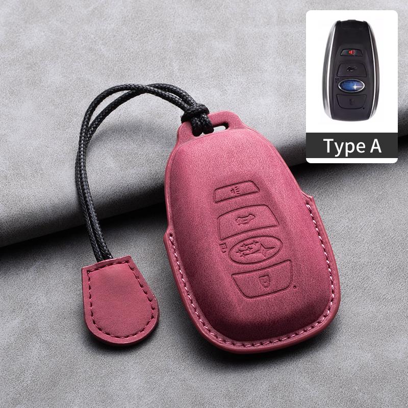 Leather Car Remote Key Case Cover for Subaru BRZ Forester Legacy Outback WRX STI Impreza XV Crosstrek Protector Fob Keychain