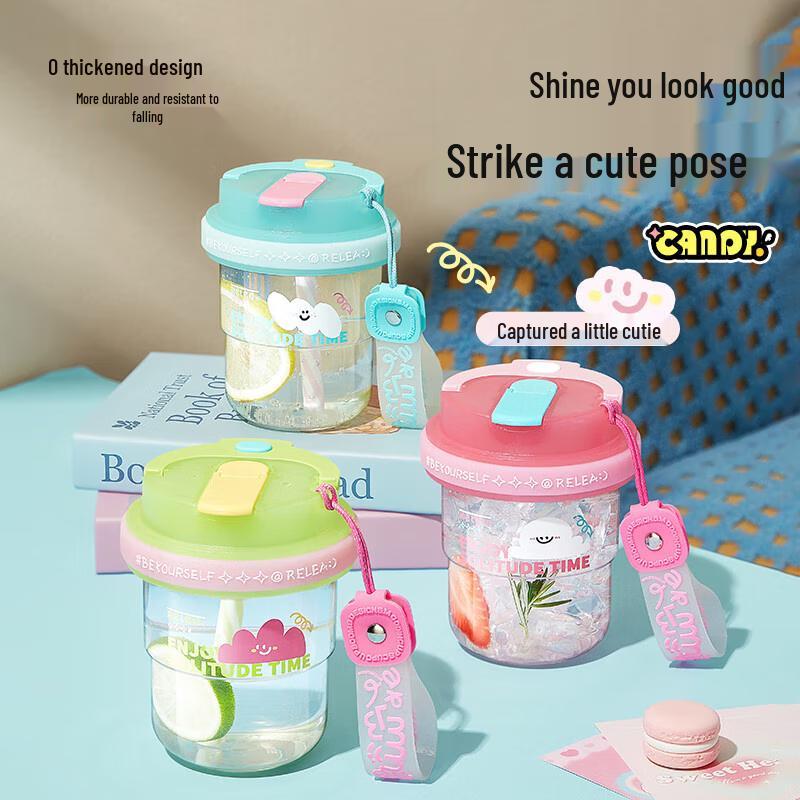 Wushengwu Tritan Portable Dual-Use Straw Water Bottle