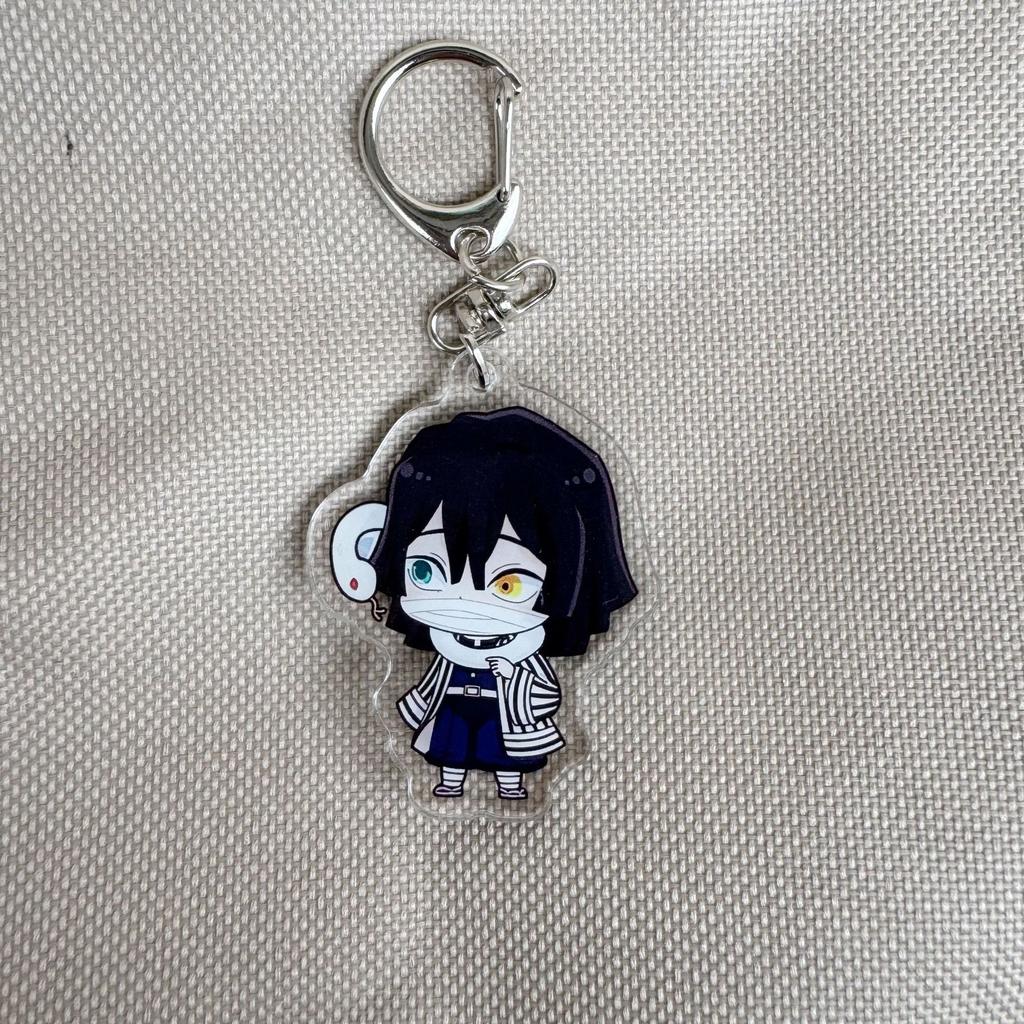 Anime Demon Slayer Figure Tanjirou Kamado Nezuko Tomioka Giyuu Kimetsu No Yaiba Cartoon Acrylic Keychain Pendant Key Ring Lovely Gifts