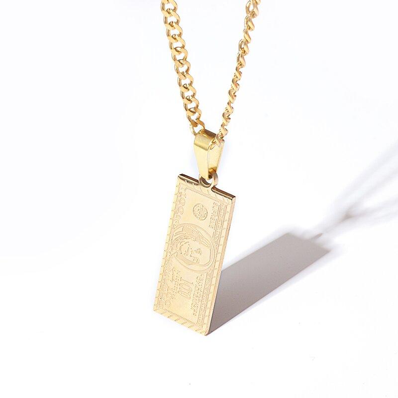 1PC Kreative Hip Hop Rock Trend Männer \\\'s Halskette Million Dollar Bill Anhänger Punk Mode Schmuck Geschenk