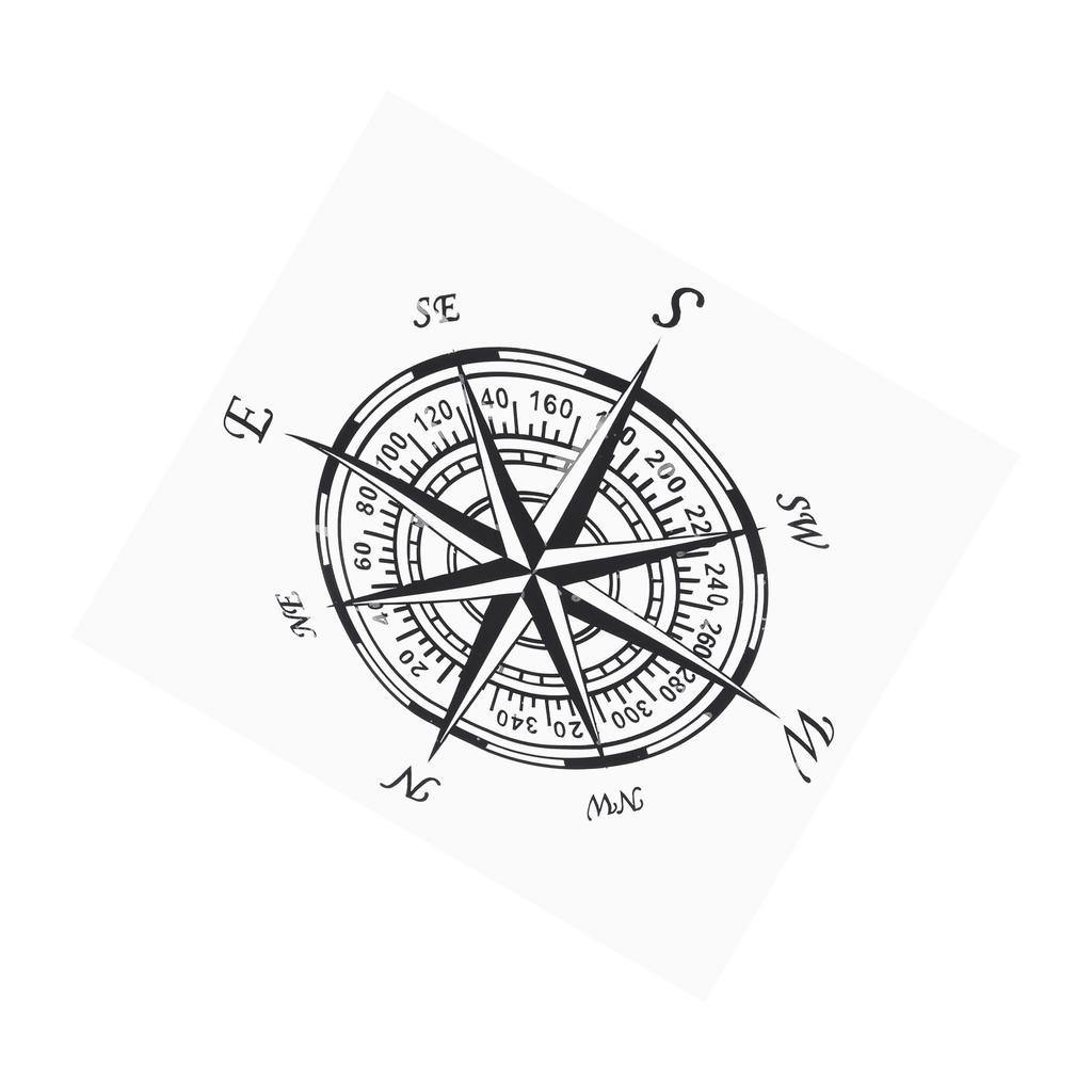 Car Campass Sticker Waterproof Cuttable PVC 20x20cm for Universal Auto Decoration