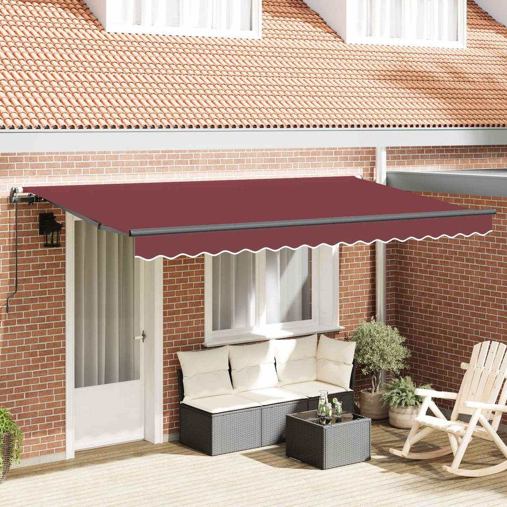 Retractable Awning Burgundy Red 350 X 200 Cm Fabric