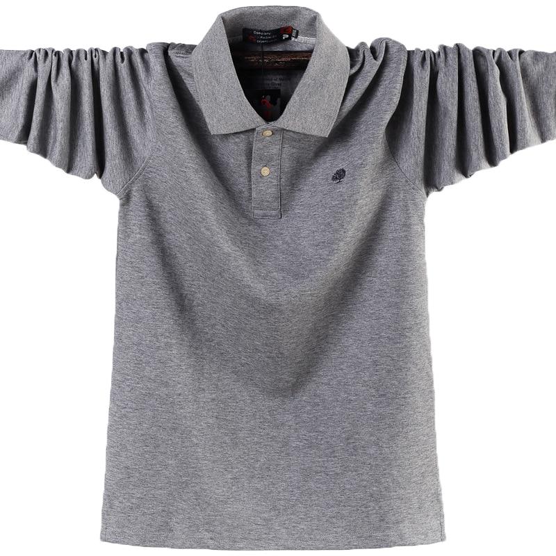 

Новая мужская рубашка поло с длинным рукавом, деловая повседневная хлопковая мужская футболка плюс размер 6XL 3XL серый