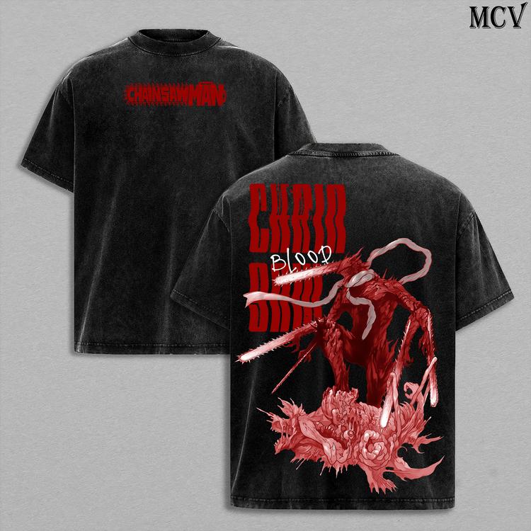 Chainsaw Man Anime Washed Oversized T-Shirt Men Women Streetwear Y2k Short Sleeve Cotton Comfortable High Quality Female Male Clothing