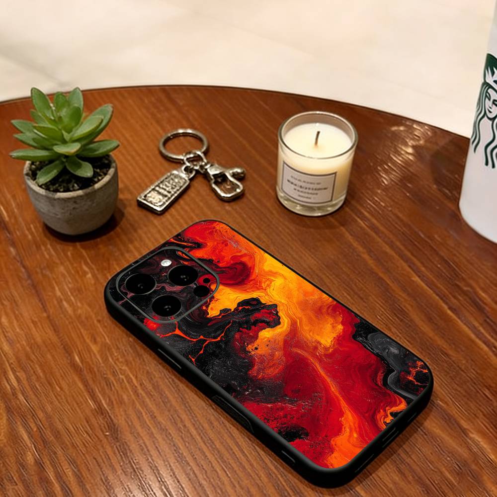 

Lava Eruption Phone Case For iPhone 17,16,15,14,13,12,11 Plus,Pro Max,XS,Soft Silicone Black Cover iPhone13Pro